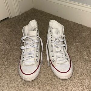 Converse Kids High-Top Sneakers - White with Red Trim